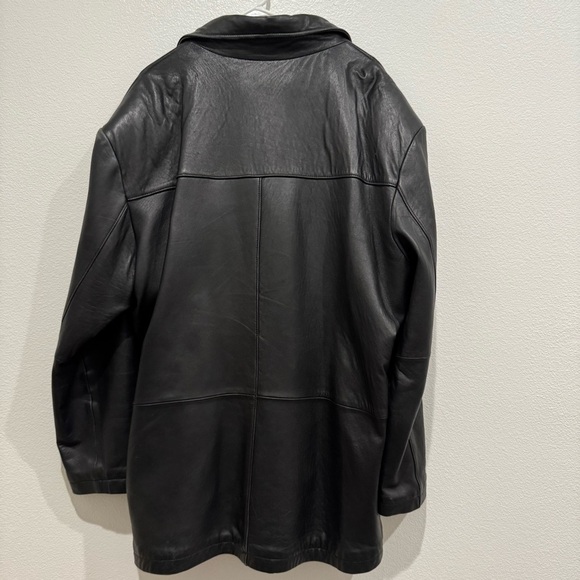Perry Ellis Black Lambskin Leather Jacket Size XXL Button Front Lined - Picture 7 of 9